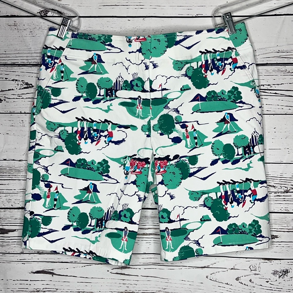 IZOD Golf NWT Size 16 Golf Printed UPF 15 Wicking Bermuda Shorts - Picture 1 of 5